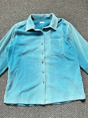 L.L. Bean Teal Blue Corduroy Button Down Shirt